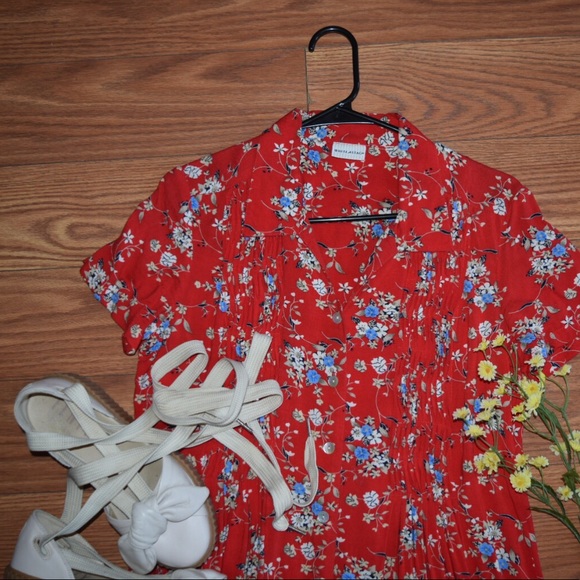 Vintage Dresses & Skirts - Vintage Red Floral Maxi Dress